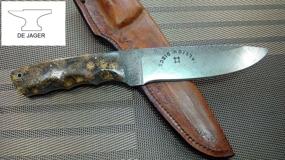 Handmade Knife , Stalion plough disc resin cast handle