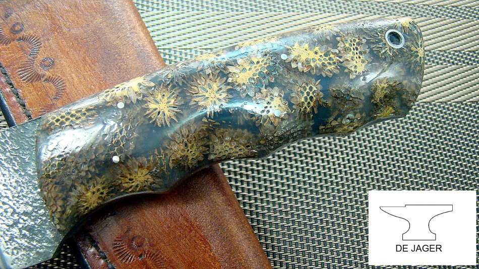 Handmade Knife , Stalion plough disc resin cast handle