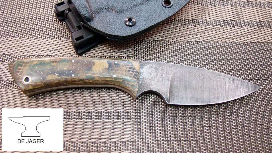 Handmade Knife , Plough Disc Camo Micarta