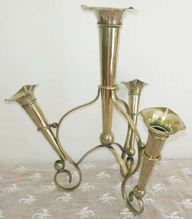 ANTIQUE, TALL AND STATELY, TABLE CENTRE SILVER PLATED, EPERGNE WITH 4 FLUTES