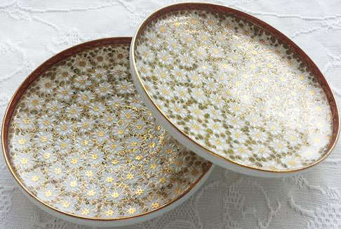 1920s JAPANESE KUTANI, MEIJI ERA PLATE ....MORIAGE FLOWERS, EGG SHELL PORCELAIN