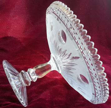 VINTAGE PRESSED GLASS TAZZA WITH A COMBINATION OF CLEAR AND FROSTED GLASS, VERY ATTRACTIVE...