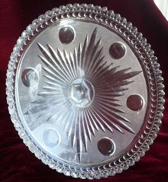 VINTAGE PRESSED GLASS TAZZA WITH A COMBINATION OF CLEAR AND FROSTED GLASS, VERY ATTRACTIVE...