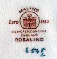 VINTAGE, HAND PAINTED, MALING LUSTRE CAKE PLATE IN THE ROSALAND DESIGN, MADE IN ENGLAND.