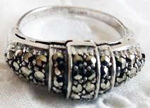 ART DECO, SILVER MARCASITE RING