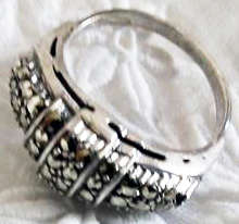ART DECO, SILVER MARCASITE RING