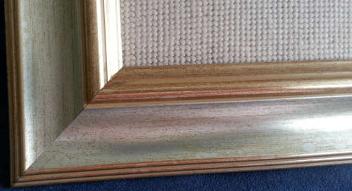 VINTAGE HAND WORKED POSY OF ROSES TAPESTRY, FRAMED BEHIND GLASS, READY TO HANG