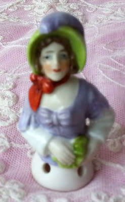 ANTIQUE GERMAN PORCELAIN, HALF DOLL  LADY FIGURINE