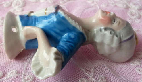 ANTIQUE  PORCELAIN, HALF DOLL VICTORIAN SOCIETY LADY FIGURINE