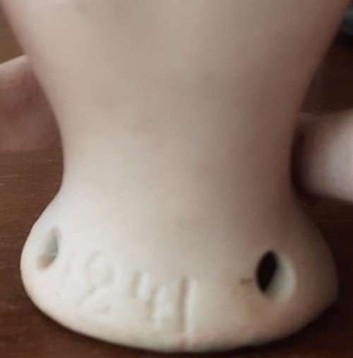 Antique Pin Cushion Bisque half Doll with mohair wig