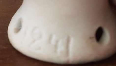 Antique Pin Cushion Bisque half Doll with mohair wig