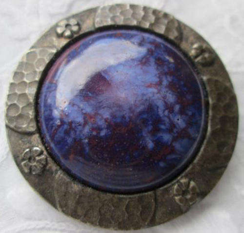 VICTORIAN, HALL MARKED BROOCH, PORCELAIN CENTRE STONE SET IN "PLATINO" WHICH MEANS PLATINUM.