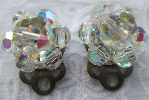 VINTAGE, CLIP ON, CRYSTAL EARINGS