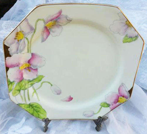 1930s  ART DECO,  HAND PAINTED PARAGON CHINA,  PINK ICELAND POPPY SANDWHICH PLATE
