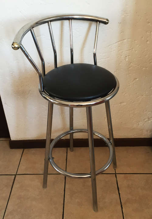 Black and Chrome Bar Stools (Set of 3)