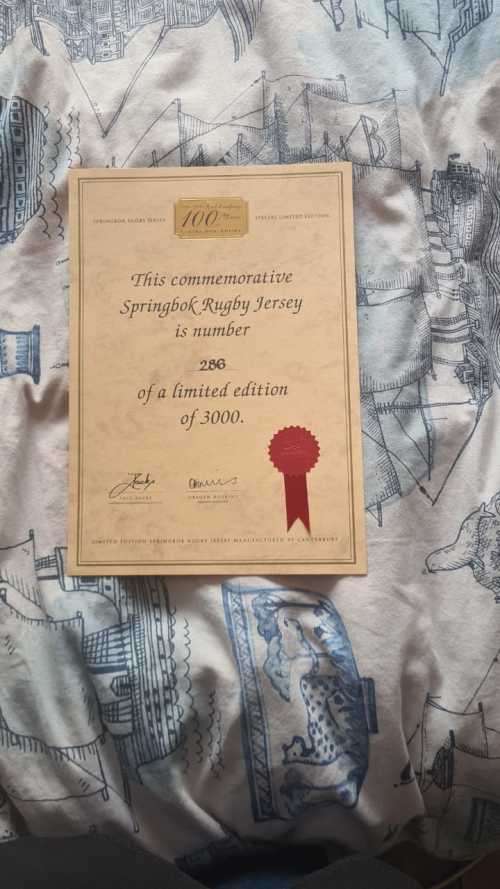 1906 to 2006 springbok rugby jersey