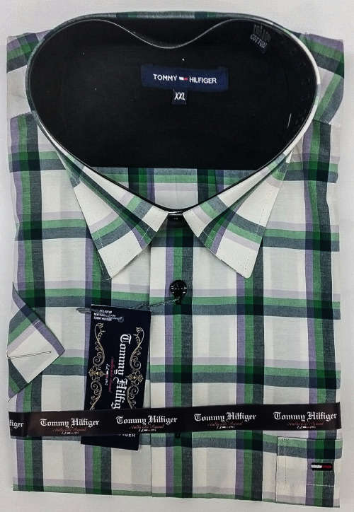 TOMMY HILFIGER ORIGNAL S/S SLIM FIT COTTON SHIRT SIZE LARGE !!!!!MARKET VALUE R999.99