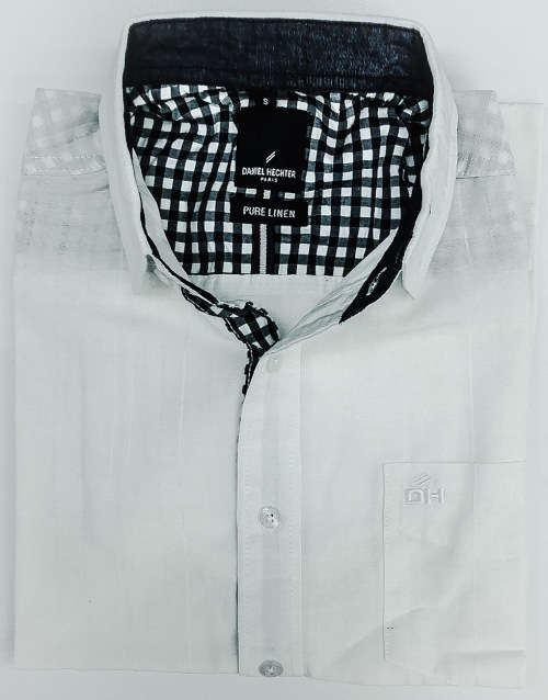 DANIEL HECHTER ORIGNAL 100% LINEN L/S SLIM FIT SHIRT SIZE LARGE!!!!MARKET VALUE R999.99