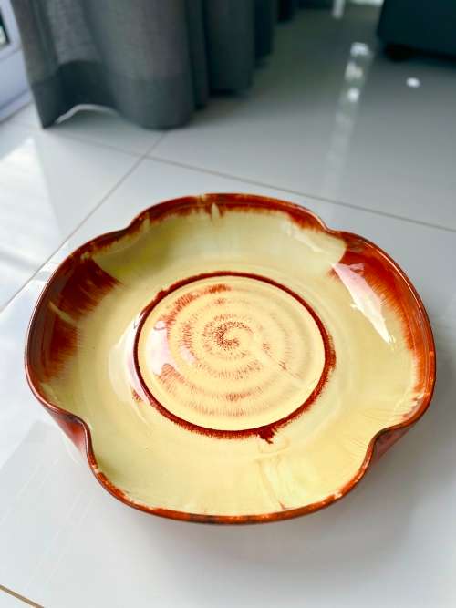 Glazed Brown Large Linnware Bowl