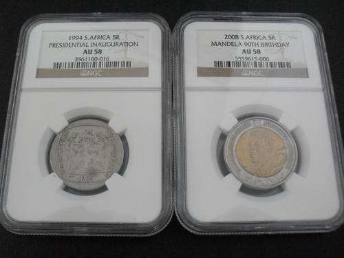 1994 AU58 Presidential Inuaguration R5  +  2008 AU58 Mandela R5!!!                1 BID FOR BOTH!!!