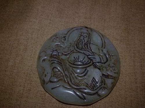 Ancient Chinese natural Jade talisman Wiseman +- 100 years old