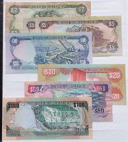 Set of 7 Jamaica Dollar Notes !!!RARE STARTING AT R75!!!