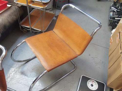 Retro leather and stainless steel chairs