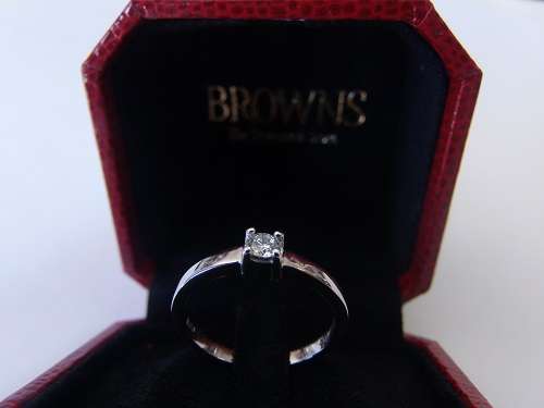 Browns 9ct White Gold Claw Set Diamond Ring with  0.15ct Diamond