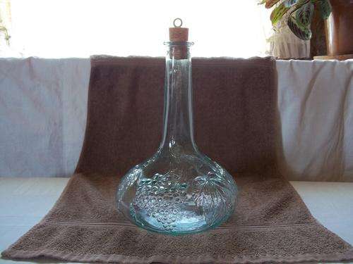 Decanter Glass with grape design, green
