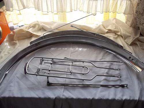 Bicycle, mud guards and rack