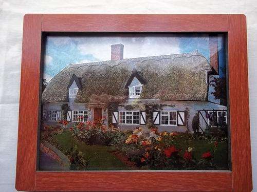 Wall hanging, Country house no 2, fibre type frame