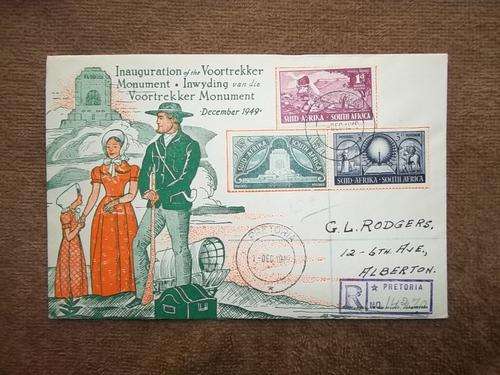 First Day Cover, South Africa, 1949, Inauguration of the Voortrekker Monument