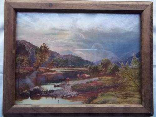 Wall hanging, Picture, Cattle by river