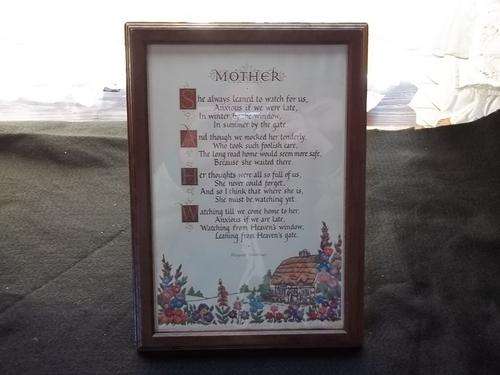 Wall Haning, Message - Mother, wood frame