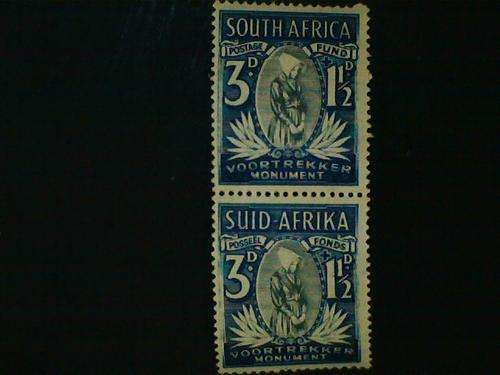 South Africa, Voortrekker monument, 3d+11/2d, vertical pair, variety