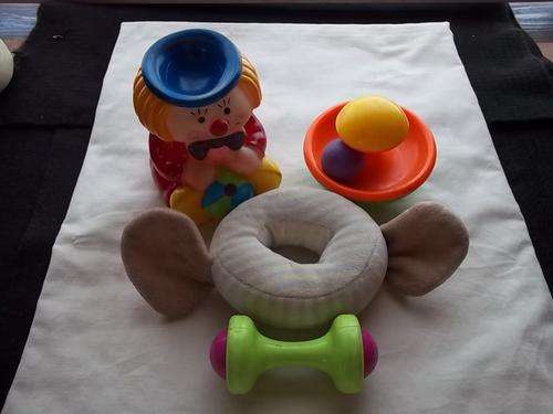 Baby toys x 4, rattles x 2, ring, clown