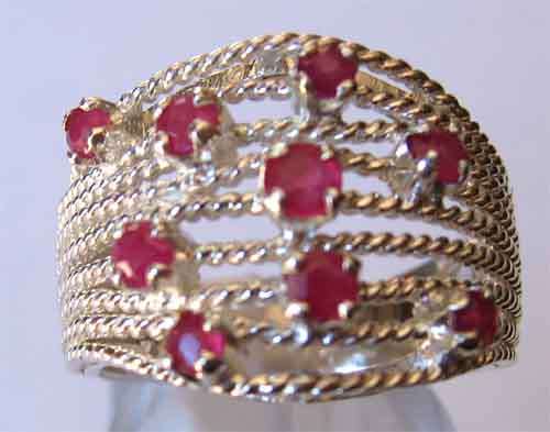 925 -Sterling Silver and Genuine Rubies  Ring