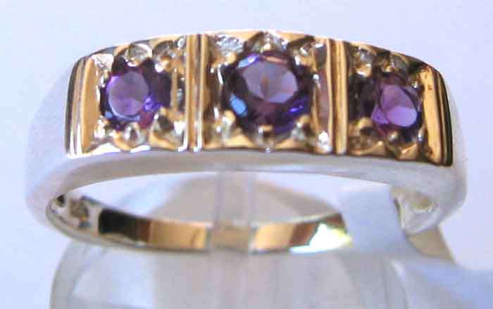 Top Quality Amethysts in Sterling Silver Ring.