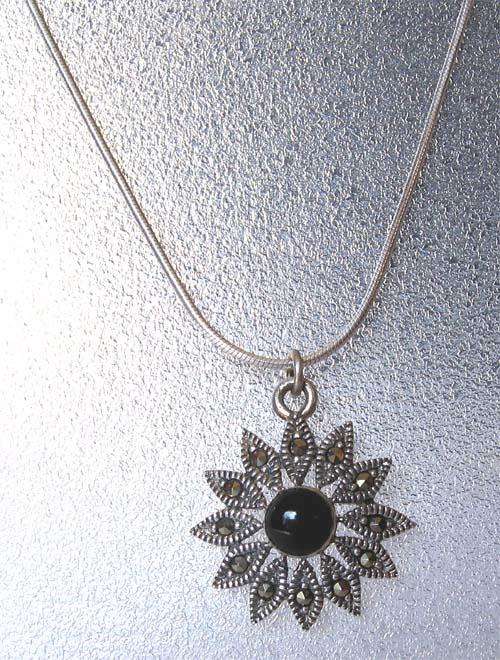 Sterling Silver chain and Black onyx Chain/ Necklace