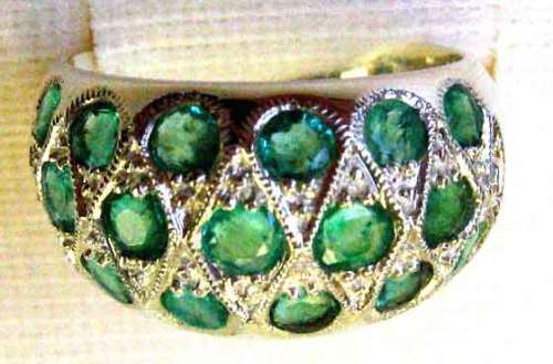 Radiant Sterling Silver Emeralds Ring