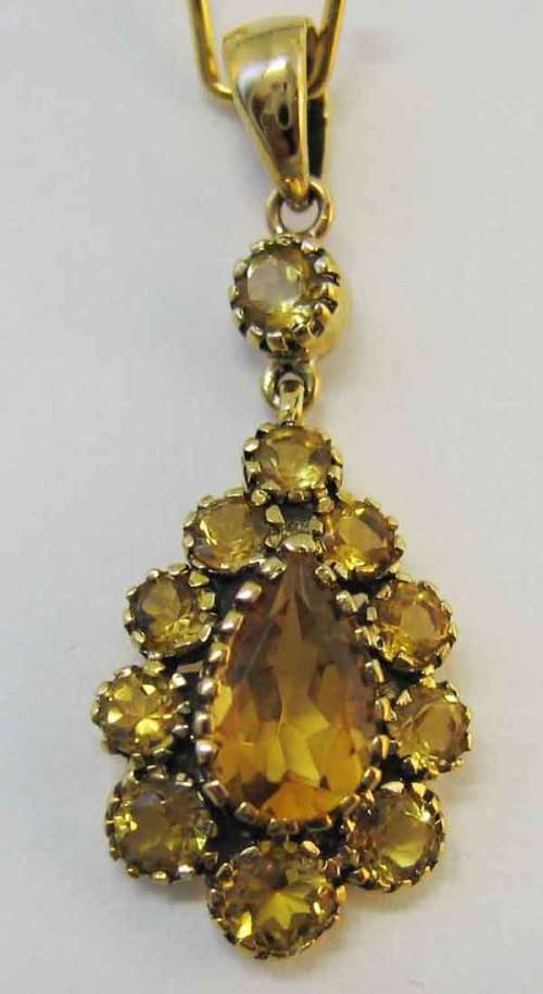 9 ct Gold Citrines stones Pendant