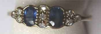 9ct. Yellow Gold , Genuine Blue Sapphires  and Diamonds Ring
