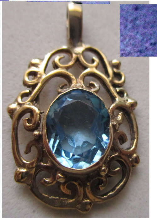 9ct  Solid Gold and Blue Topaz  Pendant.