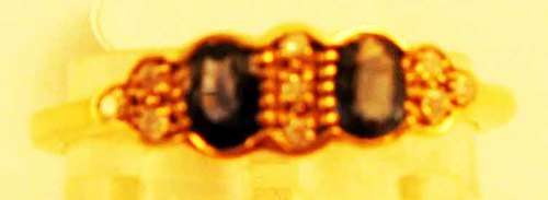 Genuine Blue Sapphires and Diamonds in 9ct Solid Yellow Gold Ring