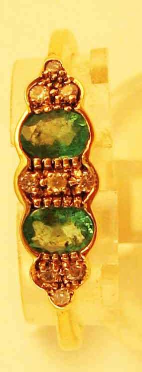 9ct Solid Yellow Gold, Genuine Emeralds and Diamonds Ring