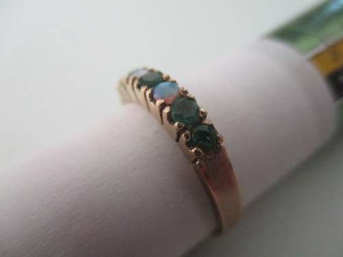 9 ct Yellow Gold Opals and Emeralds Ring