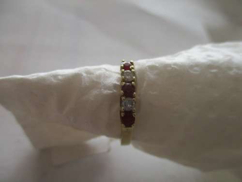 14kt Yellow Gold Ring with Genuine Rubies and Diamonds