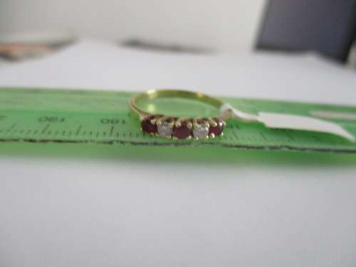 14kt Yellow Gold Ring with Genuine Rubies and Diamonds