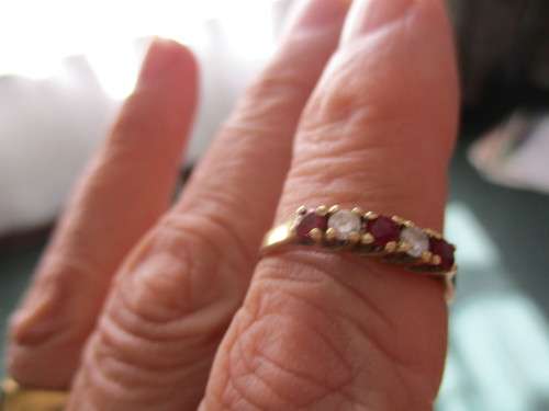 14kt Yellow Gold Ring with Genuine Rubies and Diamonds