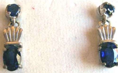 14K/ carat Gold and Genuine Blue Sapphires Earrings